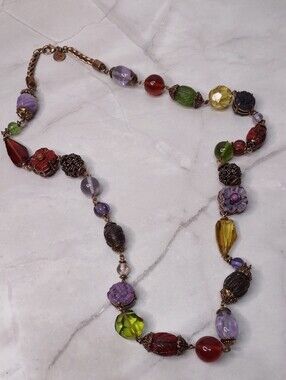 PJM Carved Acrylic Bead Necklace